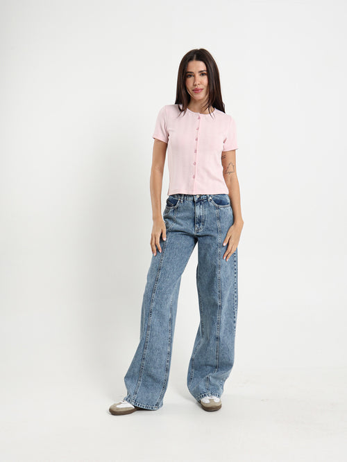 كارديجان بفتحات صغيرة بأكمام قصيرة