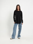 Long Sleeve Round Hem T-Shirt