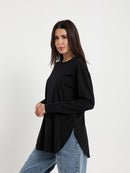 Long Sleeve Round Hem T-Shirt
