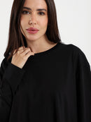 Long Sleeve Round Hem T-Shirt