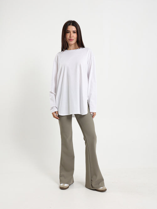 Long Sleeve Round Hem T-Shirt
