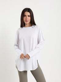 Long Sleeve Round Hem T-Shirt