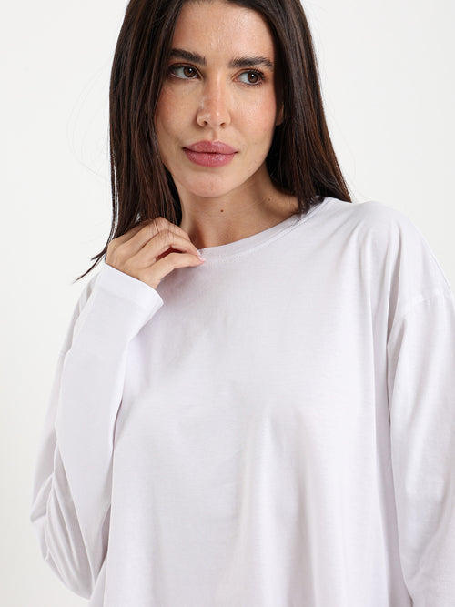 Long Sleeve Round Hem T-Shirt