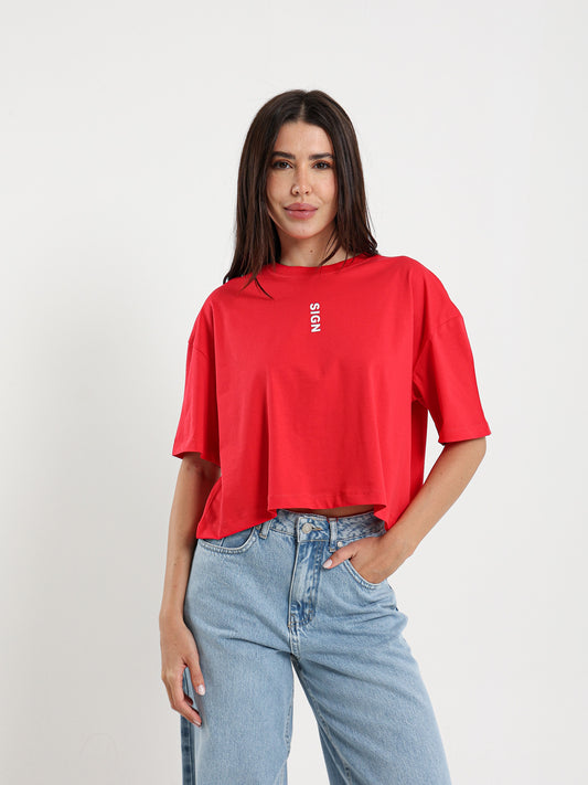 Oversized Cropped Printed Top