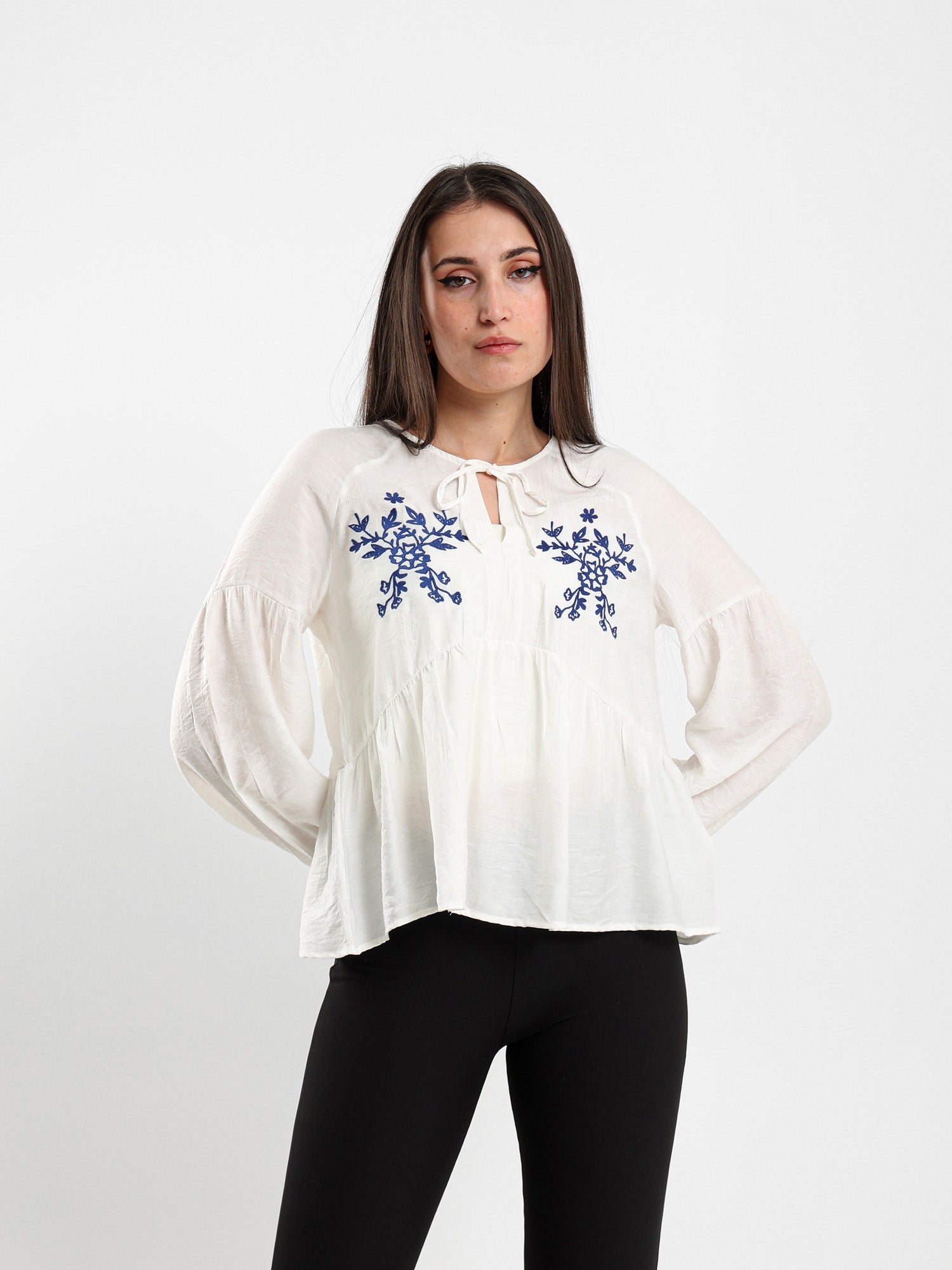 Embroidered Tiered Blouse