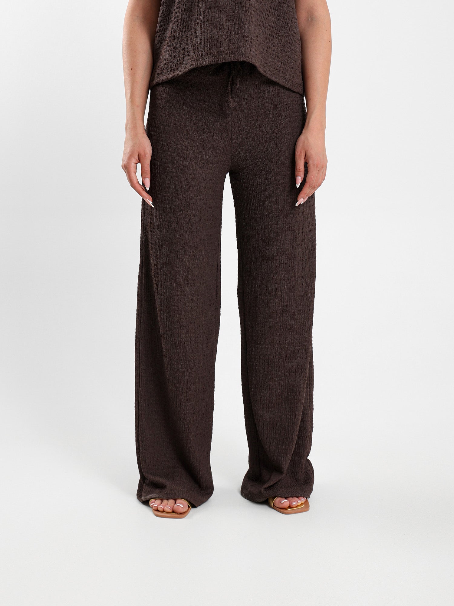 Textured Wide Leg Trousers