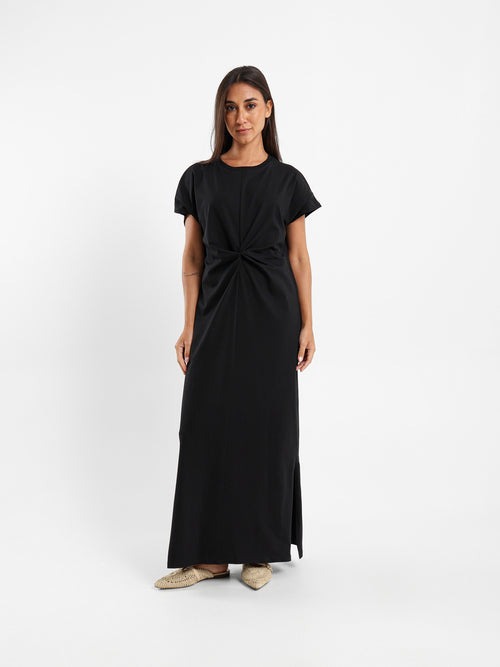 Front Knotted Long T-Shirt Dress
