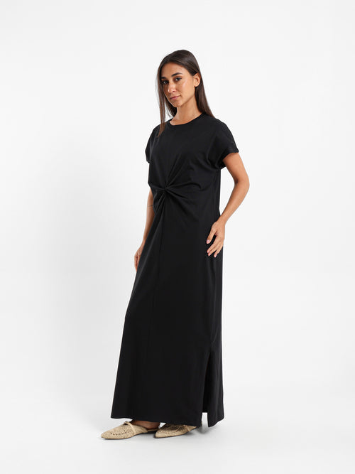 Front Knotted Long T-Shirt Dress