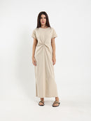 Front Knotted Long T-Shirt Dress