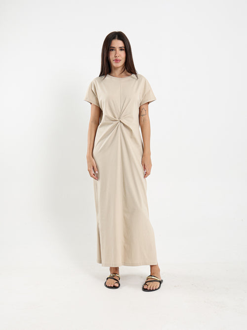 Front Knotted Long T-Shirt Dress