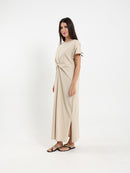 Front Knotted Long T-Shirt Dress