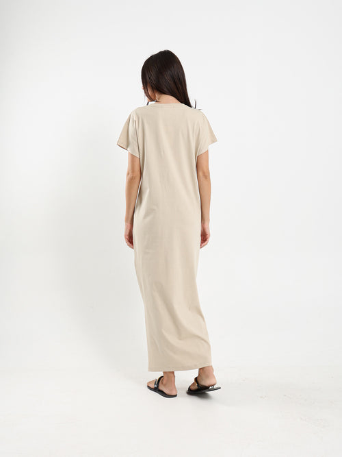 Front Knotted Long T-Shirt Dress