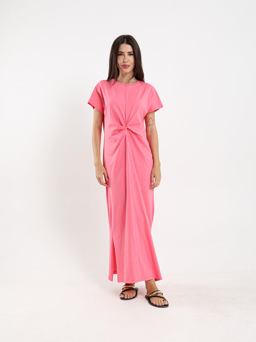 Front Knotted Long T-Shirt Dress