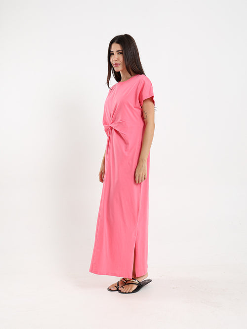 Front Knotted Long T-Shirt Dress