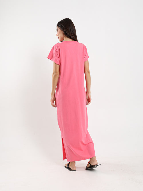 Front Knotted Long T-Shirt Dress