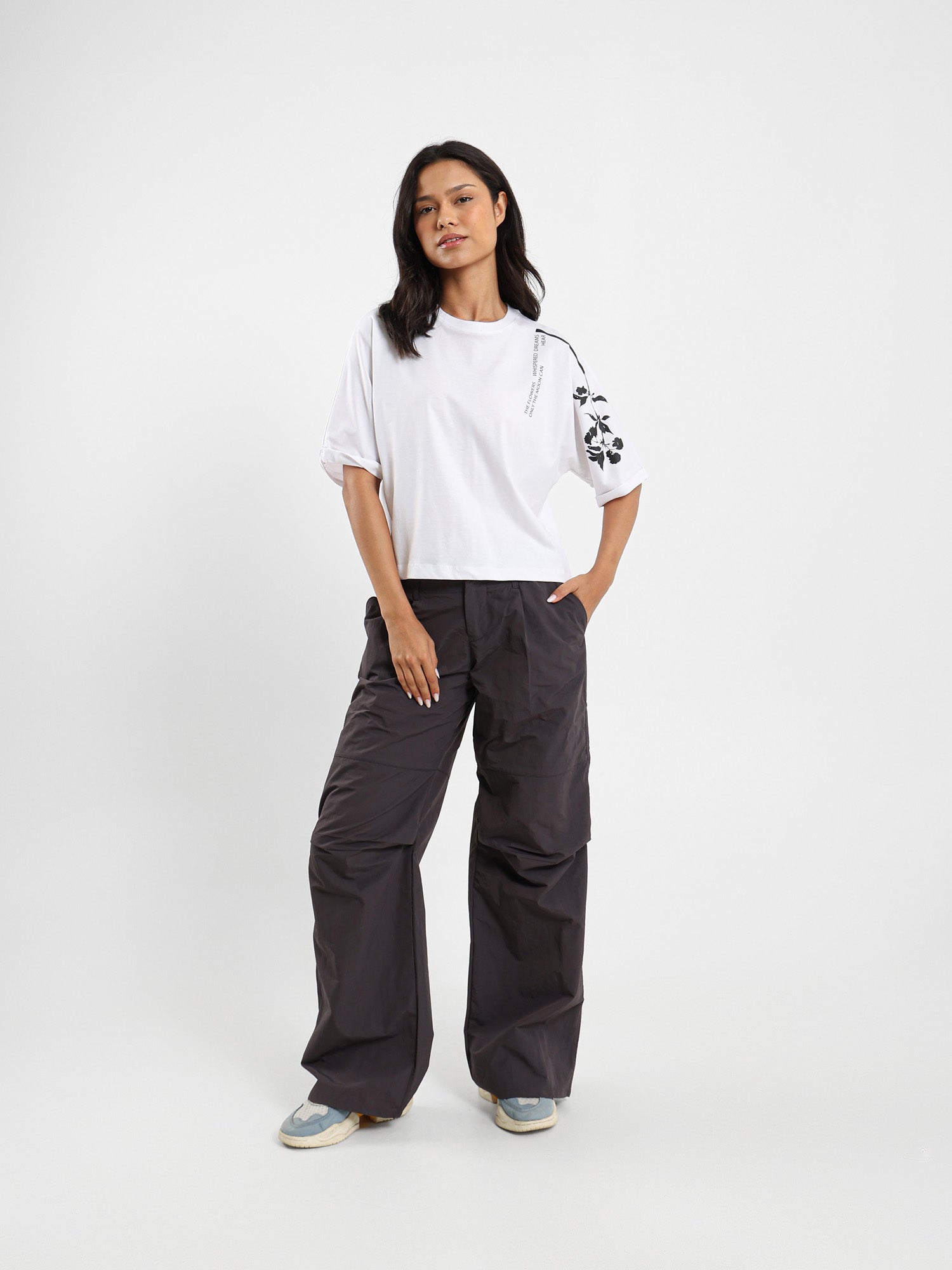 Parachute Style Pants With Double Hem