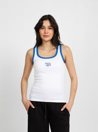 Ribbed Contrast Embroidery Top