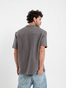 Oversized Textured Half-Sleeve Polo