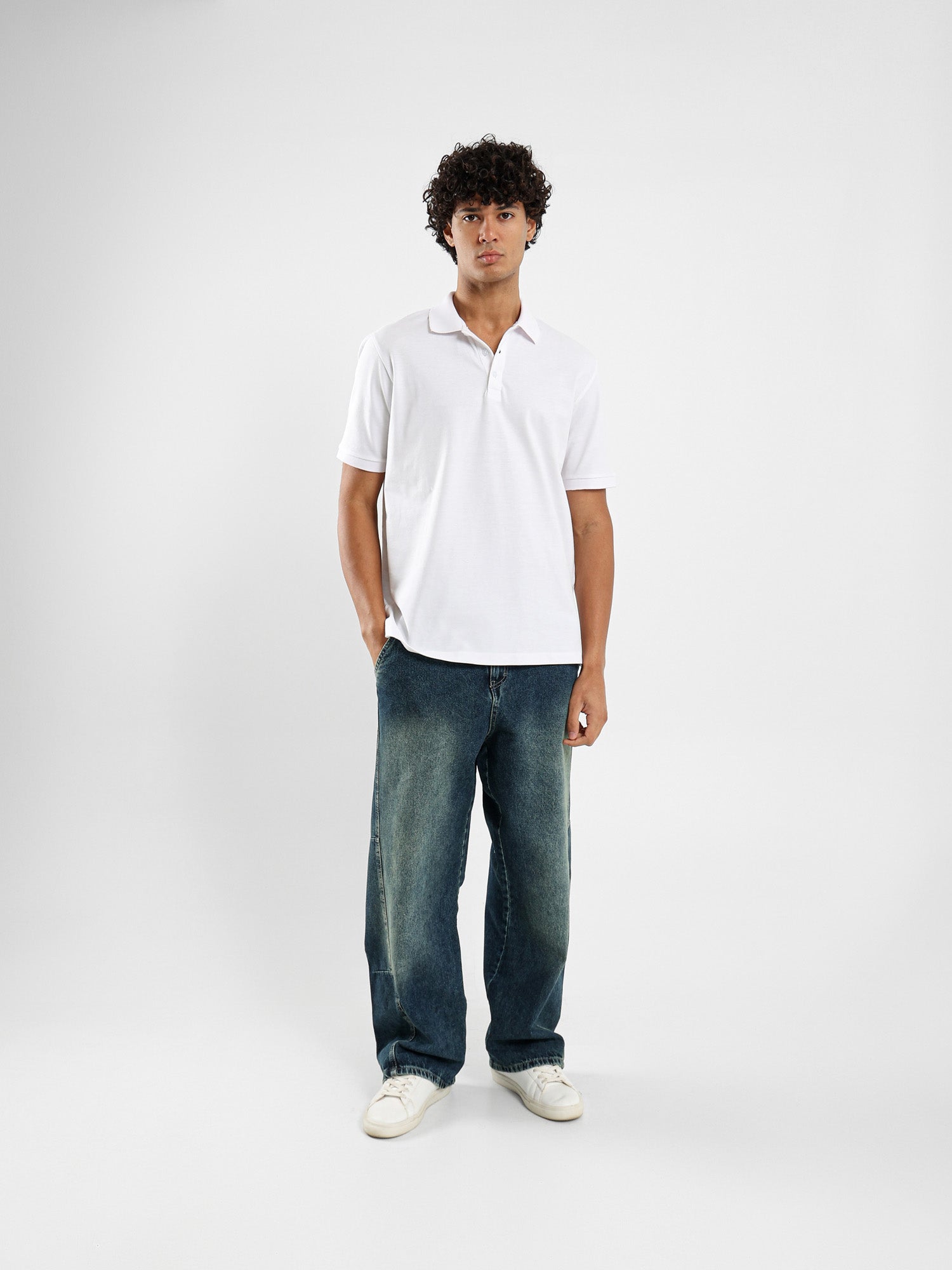 Ribbed Collar Polo Shirt