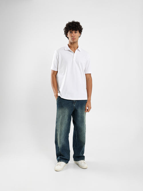 Ribbed Collar Polo Shirt