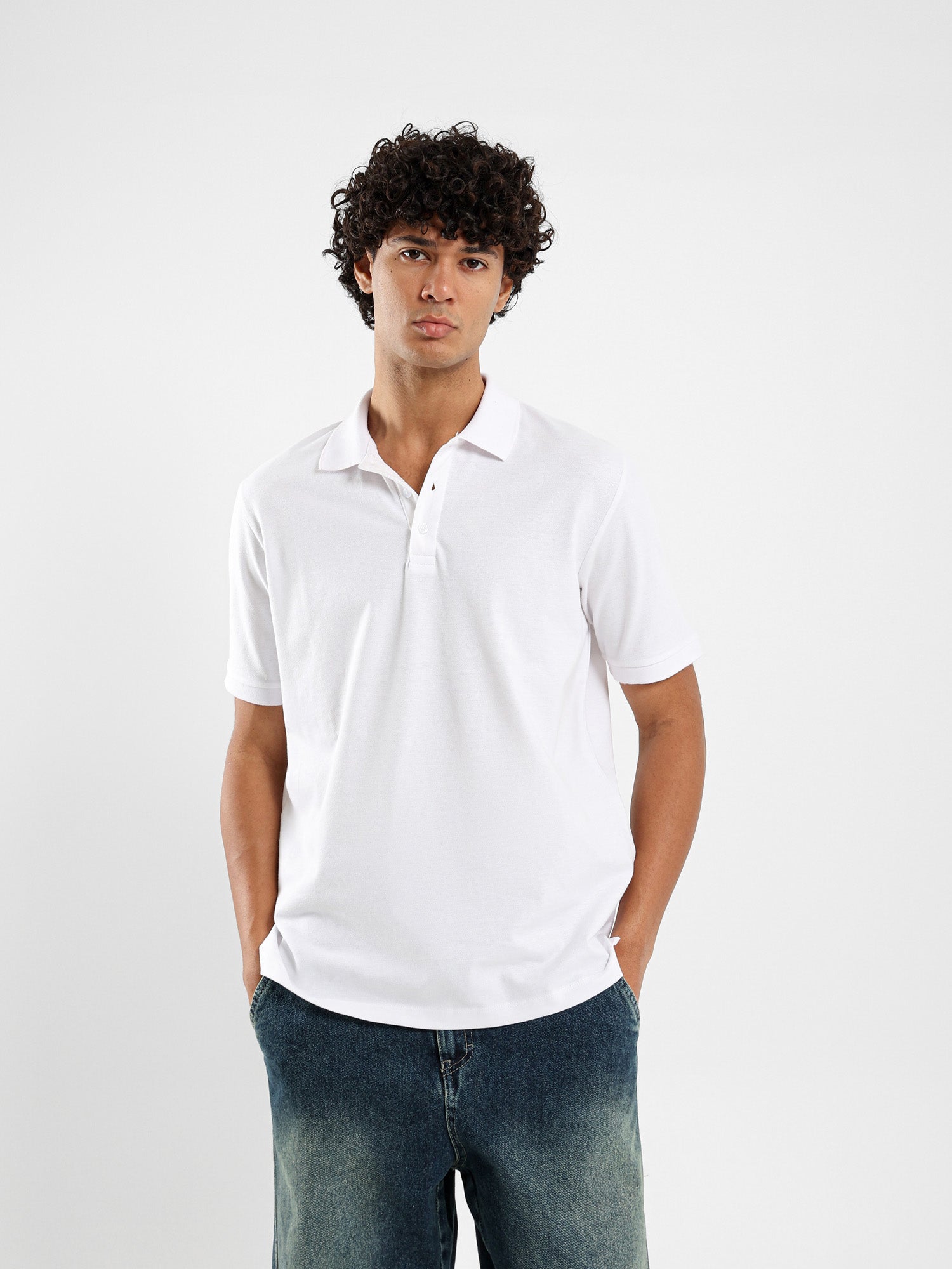 Ribbed Collar Polo Shirt