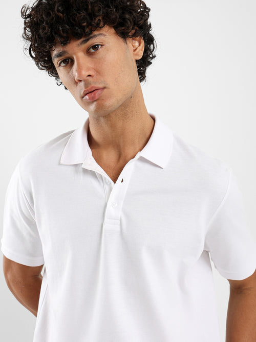 Ribbed Collar Polo Shirt