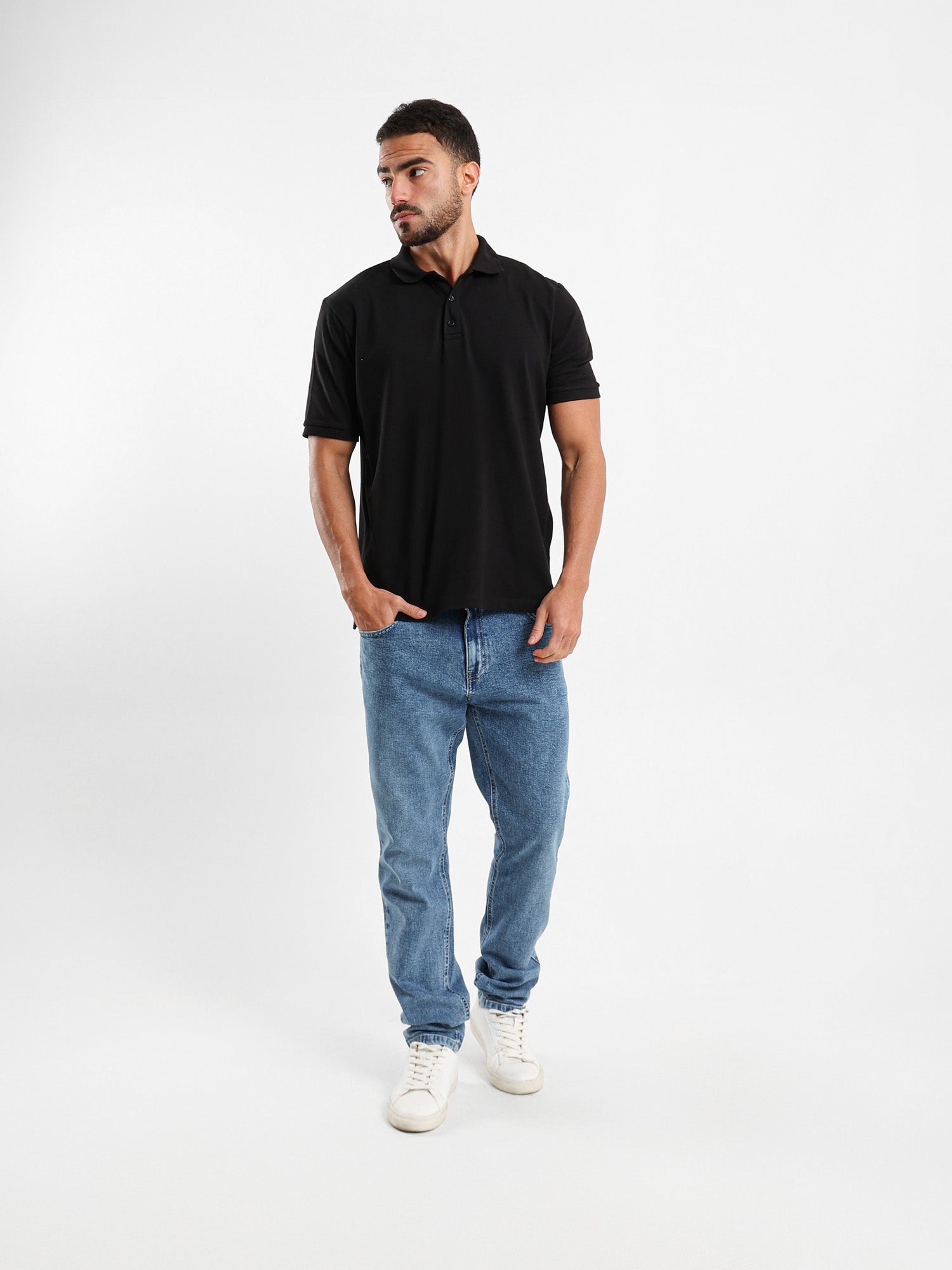 Ribbed Collar Polo Shirt