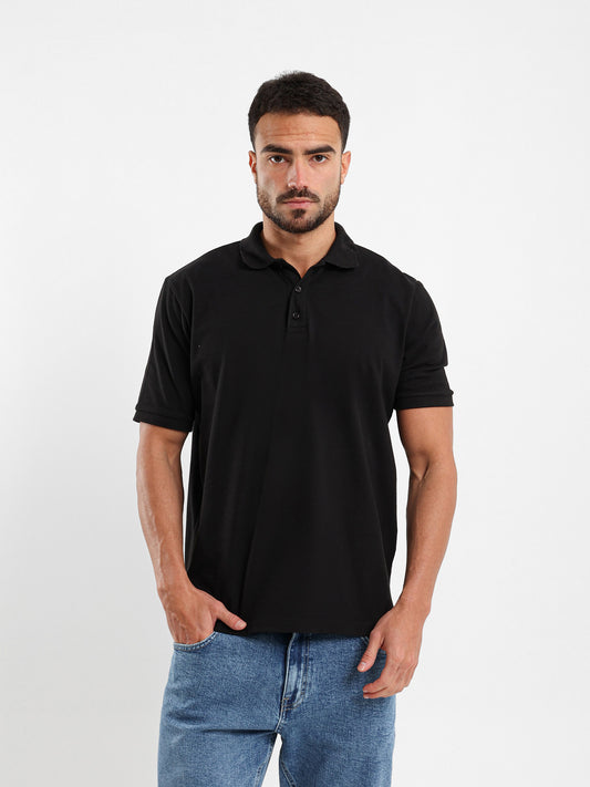 Ribbed Collar Polo Shirt