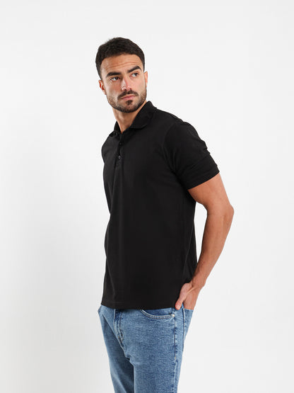 Ribbed Collar Polo Shirt
