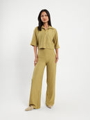 Textured Wide Leg Pants