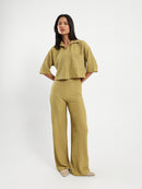 Textured Wide Leg Pants
