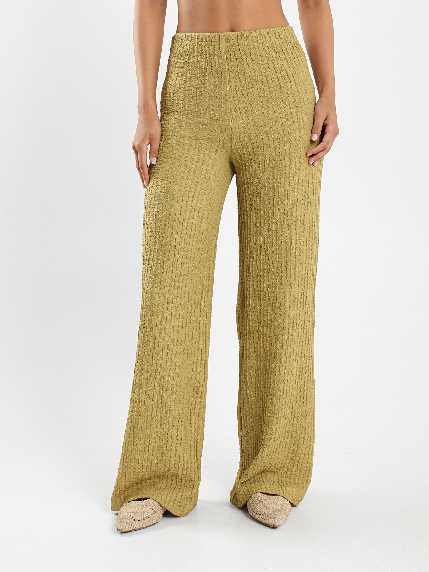 Textured Wide Leg Pants