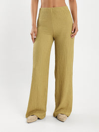 Textured Wide Leg Pants