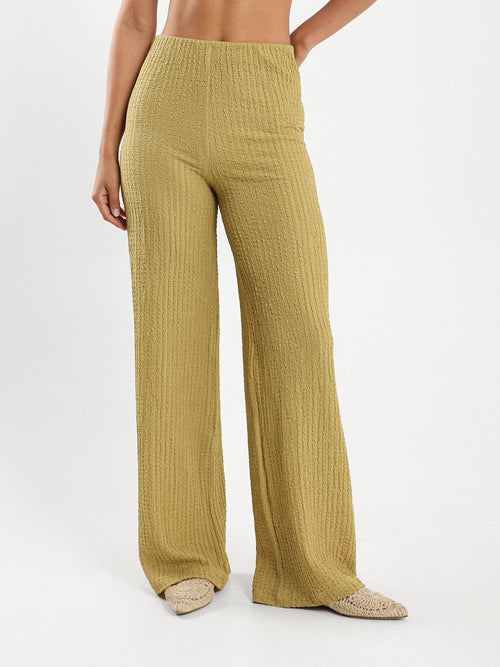 Textured Wide Leg Pants
