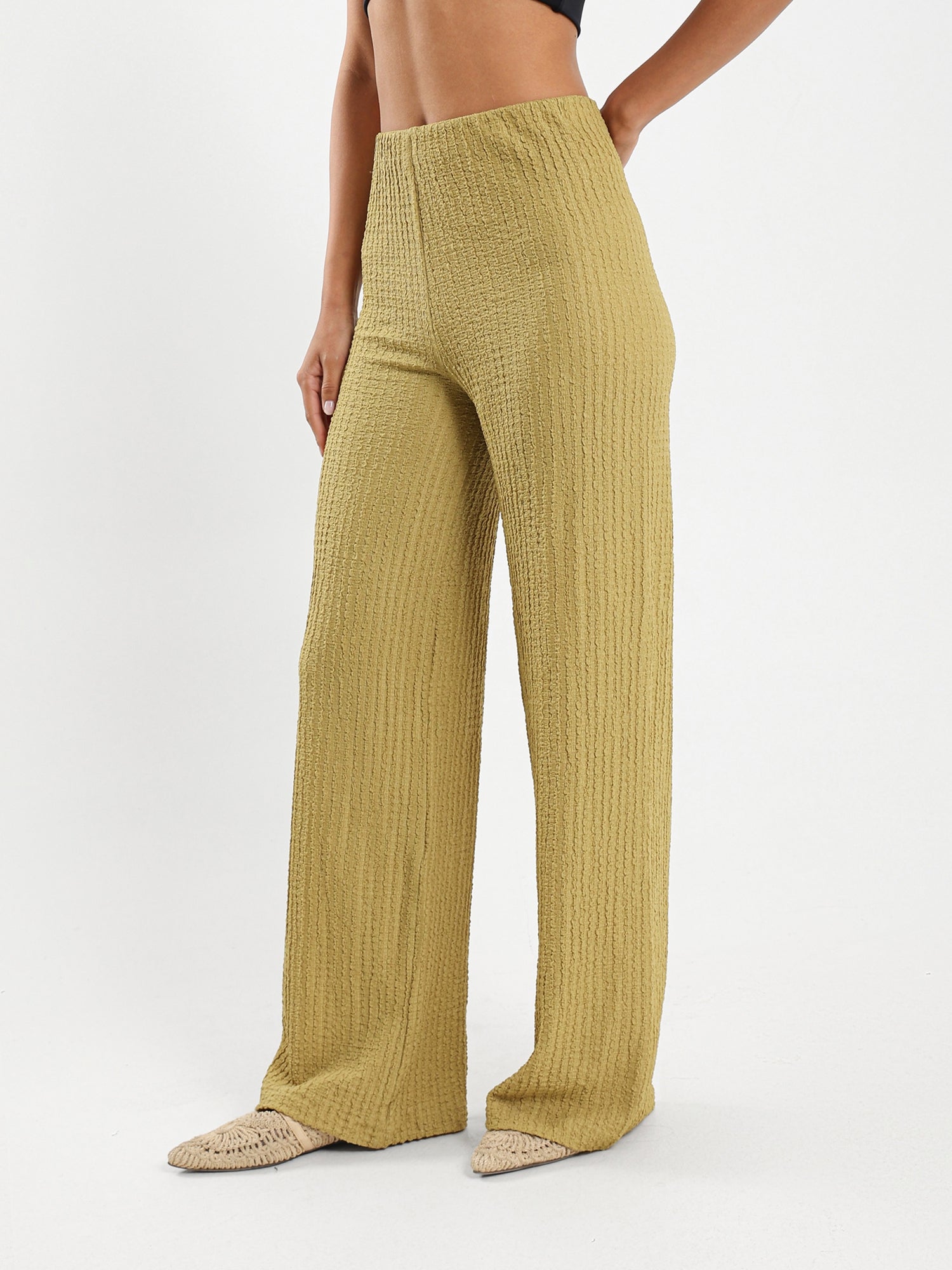Textured Wide Leg Pants