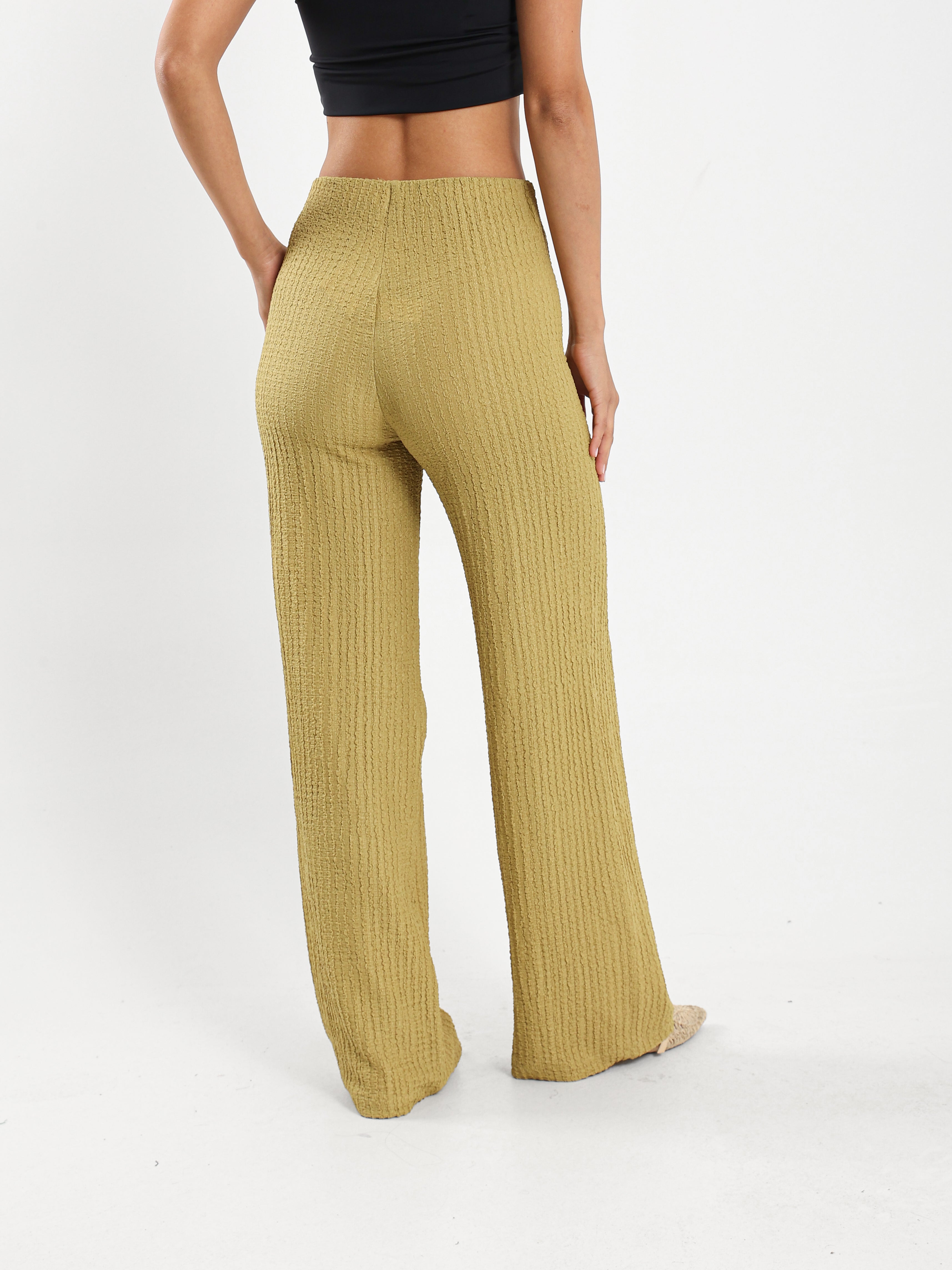 Textured Wide Leg Pants
