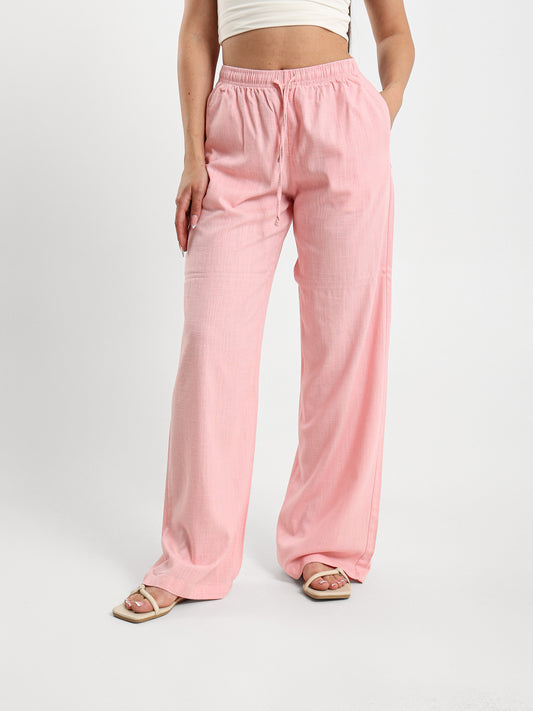 Linen Blend Wide Leg Pants