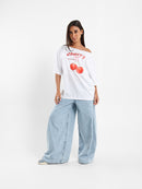 Off Shoulder Printed T-Shirt