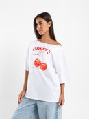 Off Shoulder Printed T-Shirt