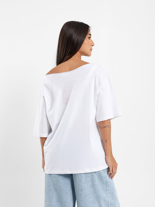 Off Shoulder Printed T-Shirt