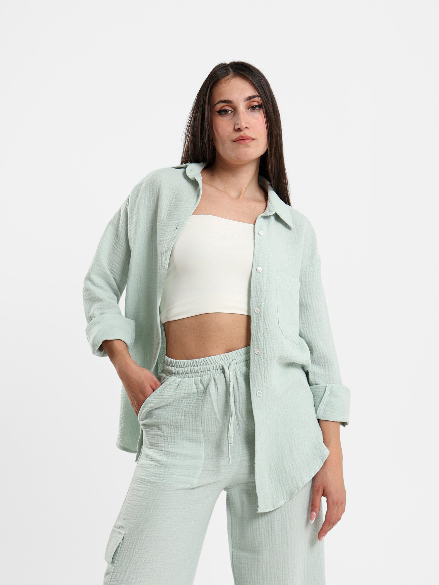 Crinkle Texture Casual Shirt
