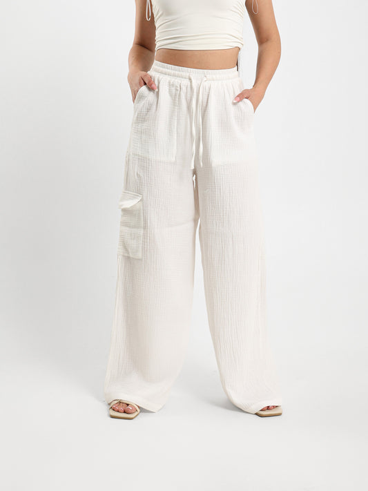 Crinkle Texture Casual Pants