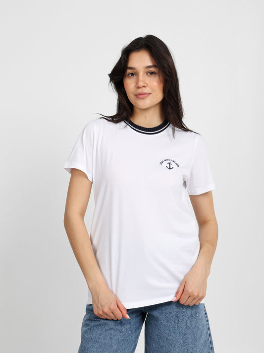 Printed Collar Knit T-Shirt