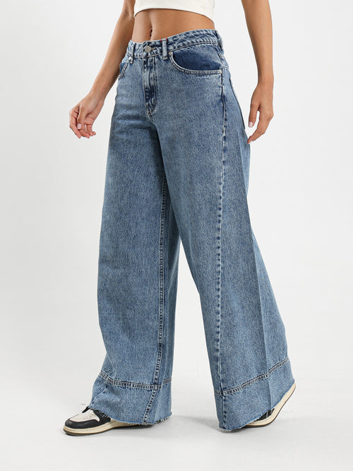 Super Wide-Leg Jeans with Front Seams