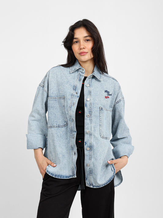 Oversized Printed Denim Jacket