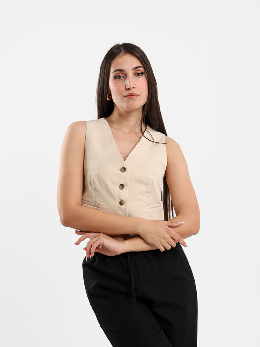 Buttoned Front Fitted Vest