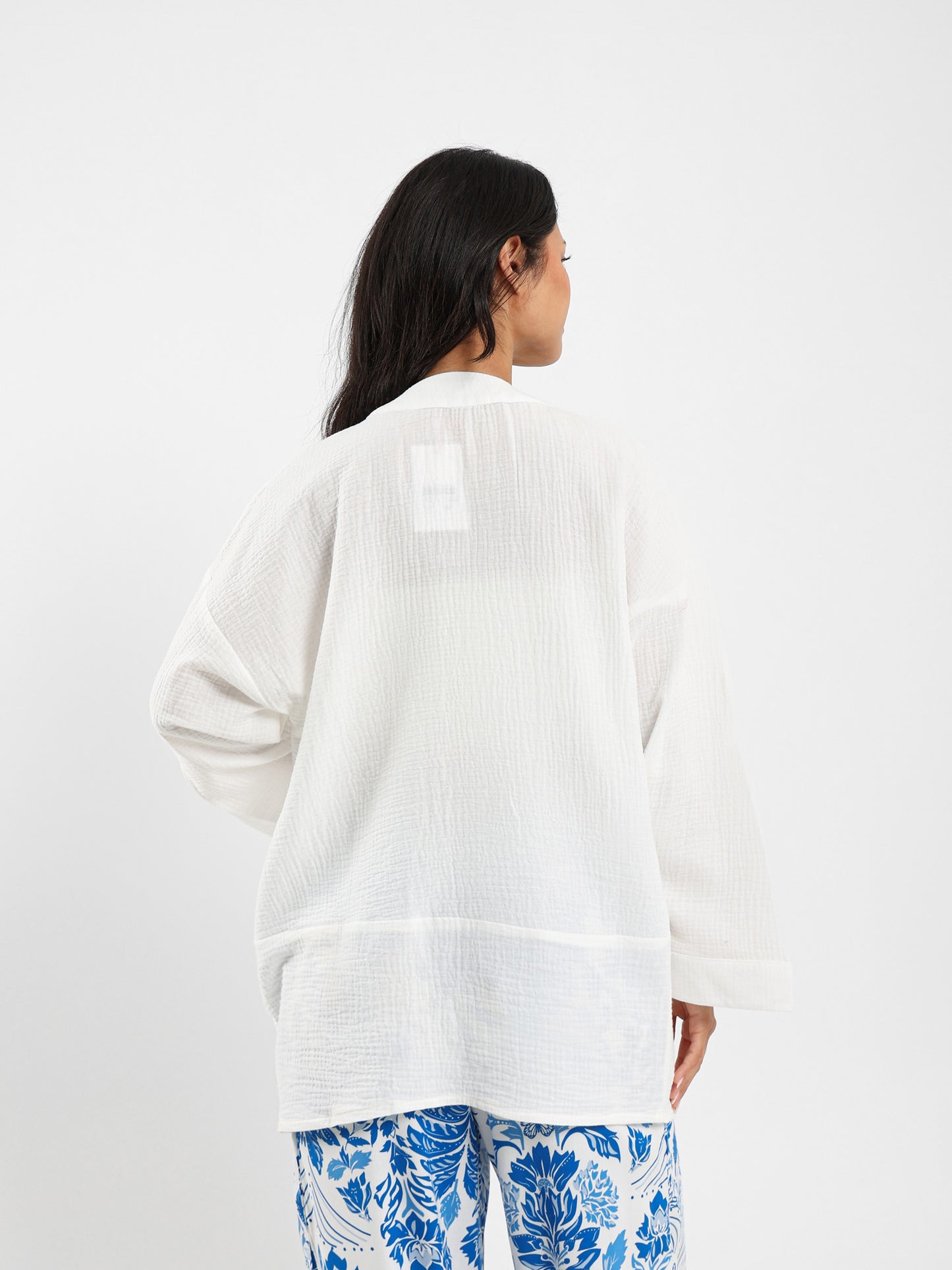 Embroidered Crinkle Kimono Jacket