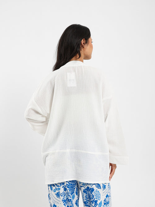 Embroidered Crinkle Kimono Jacket