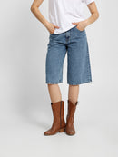 Tie Waist Denim Bermuda Shorts