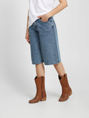 Tie Waist Denim Bermuda Shorts